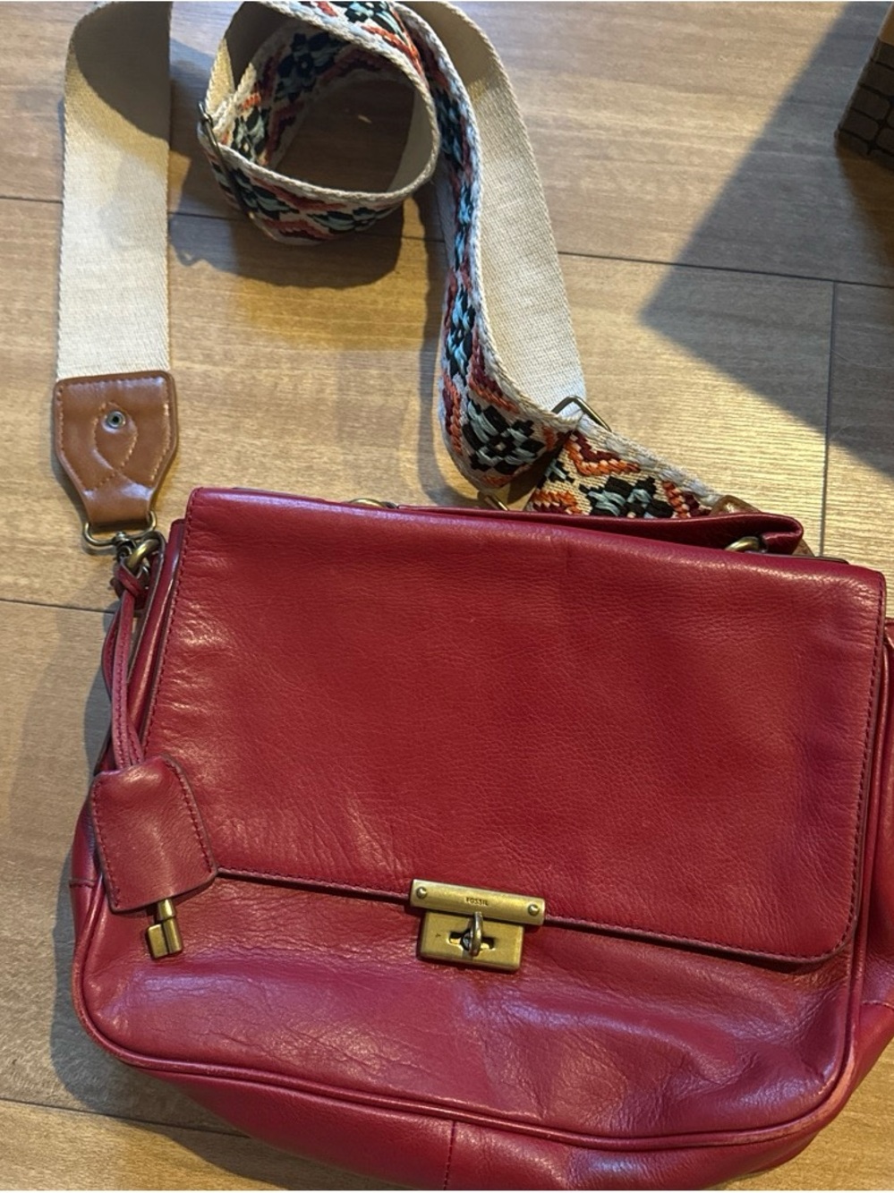 Vintage Fossil Leather Crossbody Bag